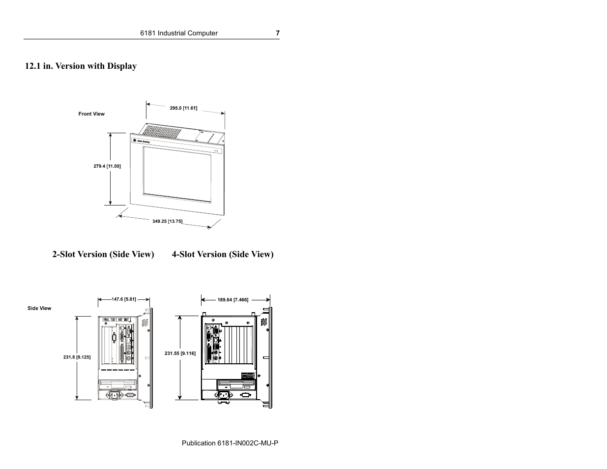 1 in. version with display | Rockwell Automation 6181 Installation Instructions User Manual | Page 7 / 134