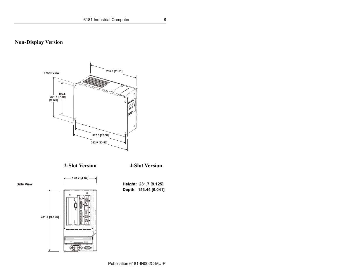Non-display version, Slot version 4-slot version | Rockwell Automation 6181 Installation Instructions User Manual | Page 9 / 134