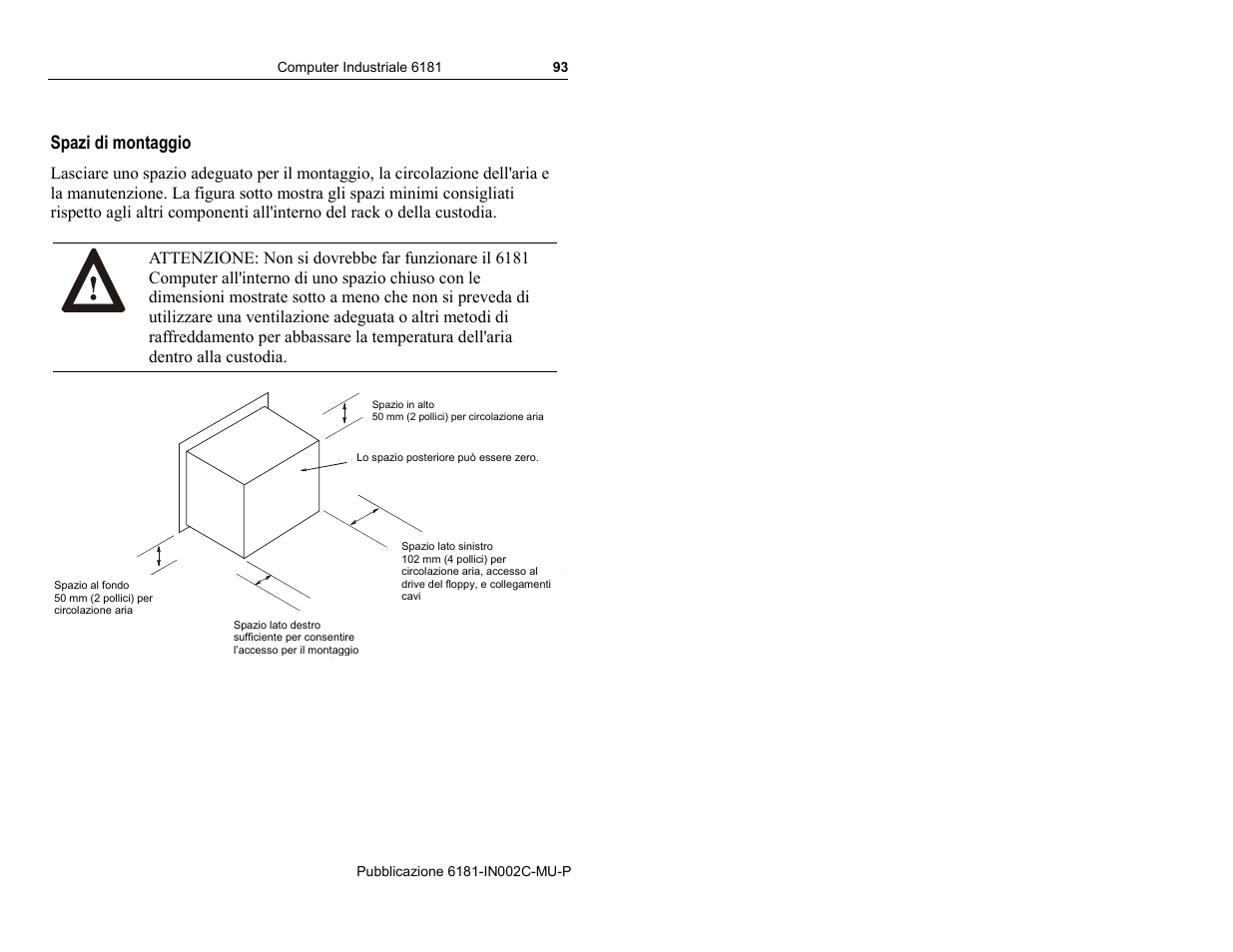 Spazi di montaggio | Rockwell Automation 6181 Installation Instructions User Manual | Page 93 / 134