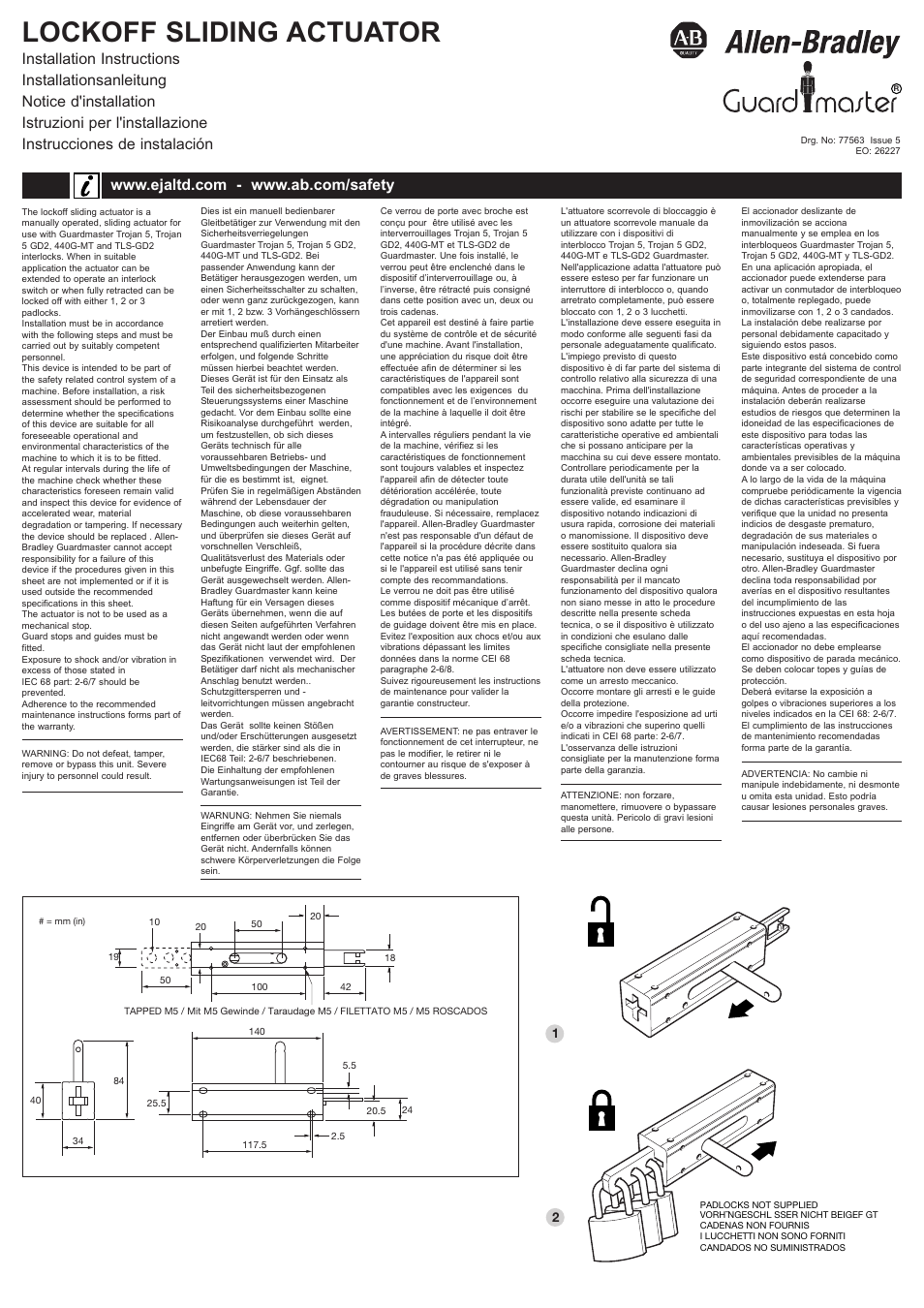 Rockwell Automation Lockoff Sliding Actuator User Manual | 2 pages