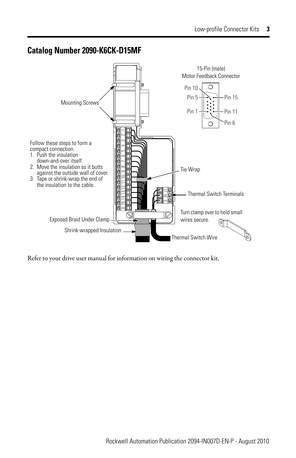 Catalog number 2090-k6ck-d15mf | Rockwell Automation 2090 Low Profile Connector Kits Install Instructions User Manual | Page 3 / 4