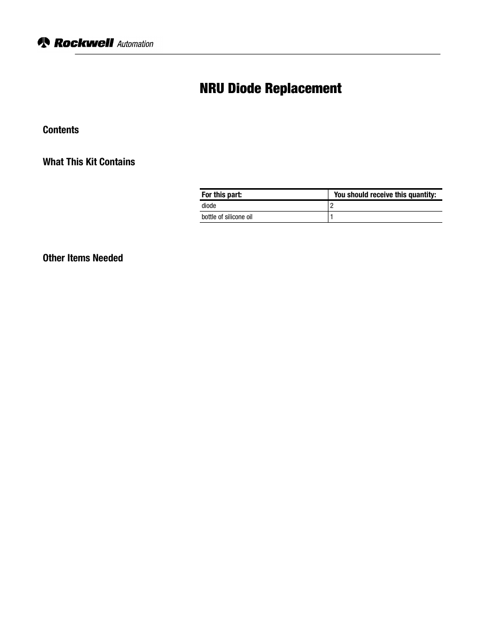 Rockwell Automation 2364,2364E NRU DIODE REPLACEMENT User Manual | 8 pages