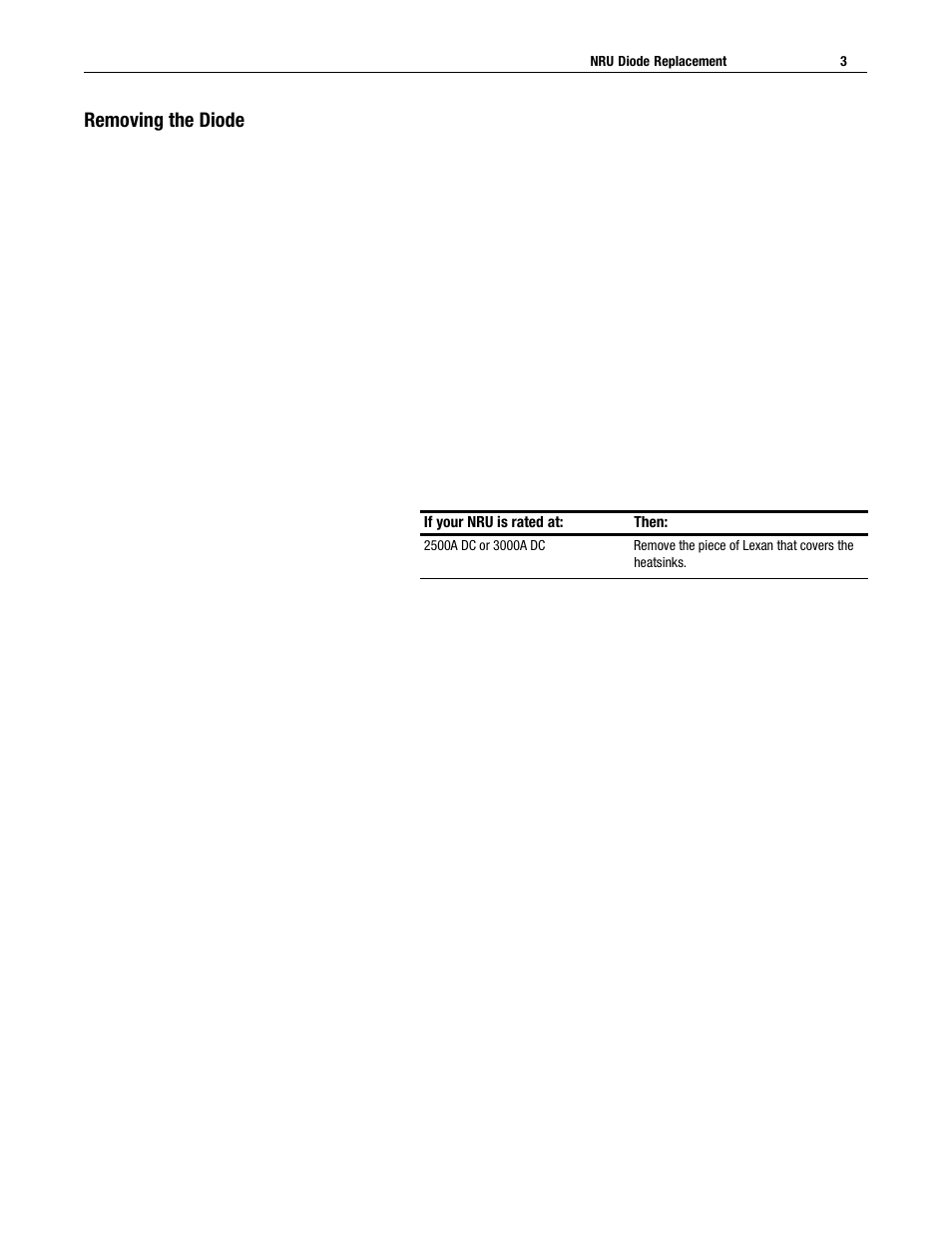Removing the diode | Rockwell Automation 2364,2364E NRU DIODE REPLACEMENT User Manual | Page 3 / 8