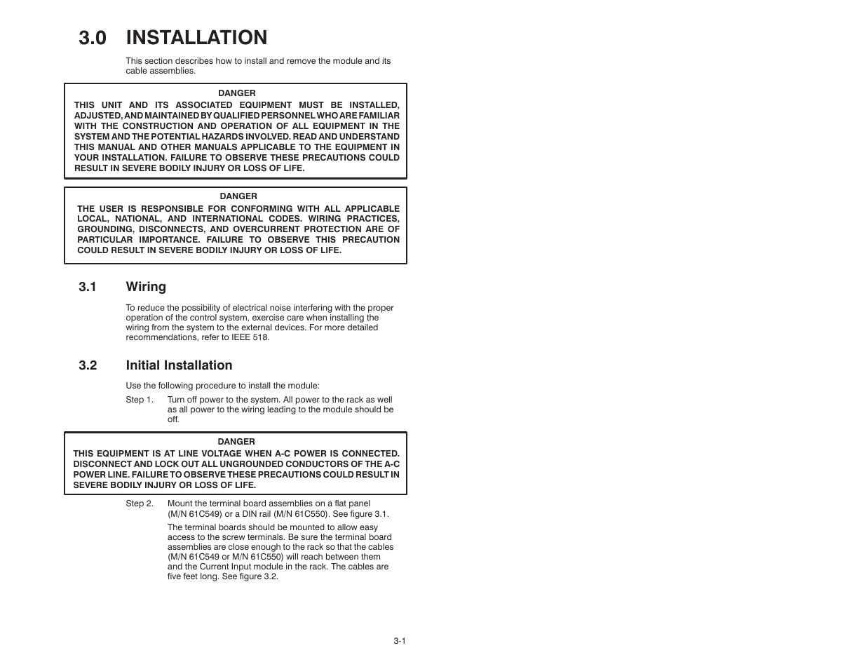 0 installation, 1 wiring, 2 initial installation | Rockwell Automation Current Input Module User Manual | Page 13 / 66