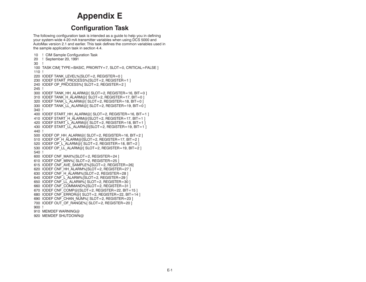 E configuration task, Appendix e, Configuration task | Rockwell Automation Current Input Module User Manual | Page 59 / 66