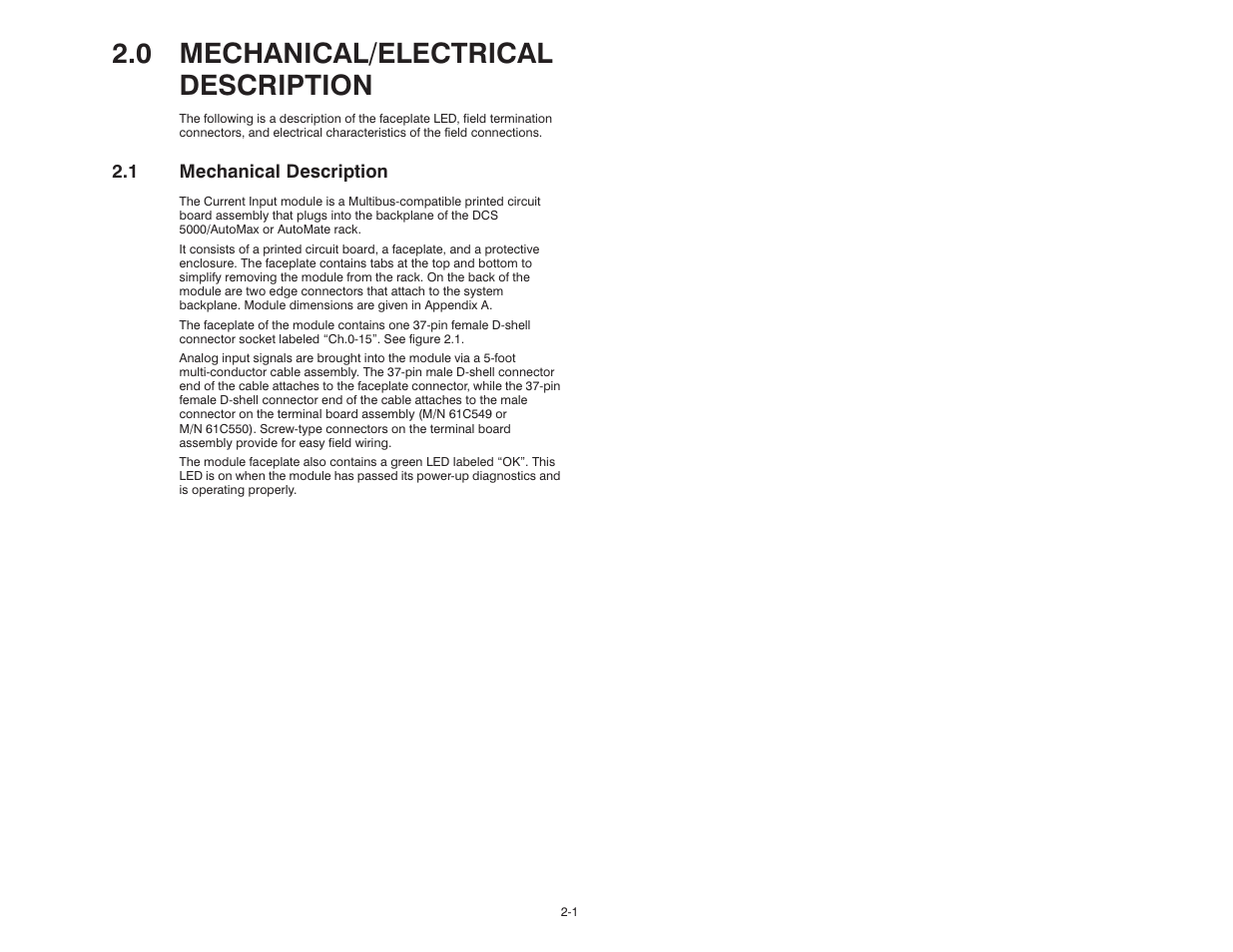 0 mechanical/electrical description, 1 mechanical description | Rockwell Automation Current Input Module User Manual | Page 9 / 66