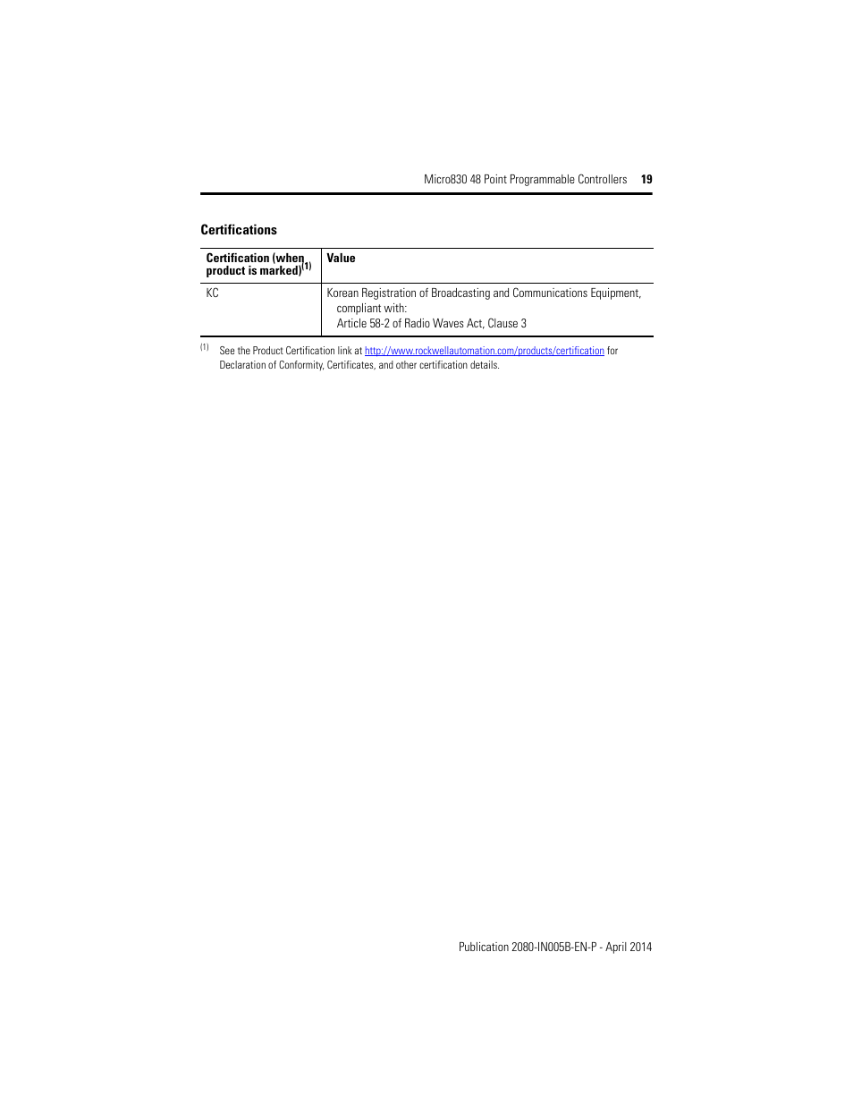 Rockwell Automation 2080-LC30-48AWB_48QWB_48QVB_48QBB Micro830 48 Point LC30 Programmable Controllers User Manual | Page 19 / 20