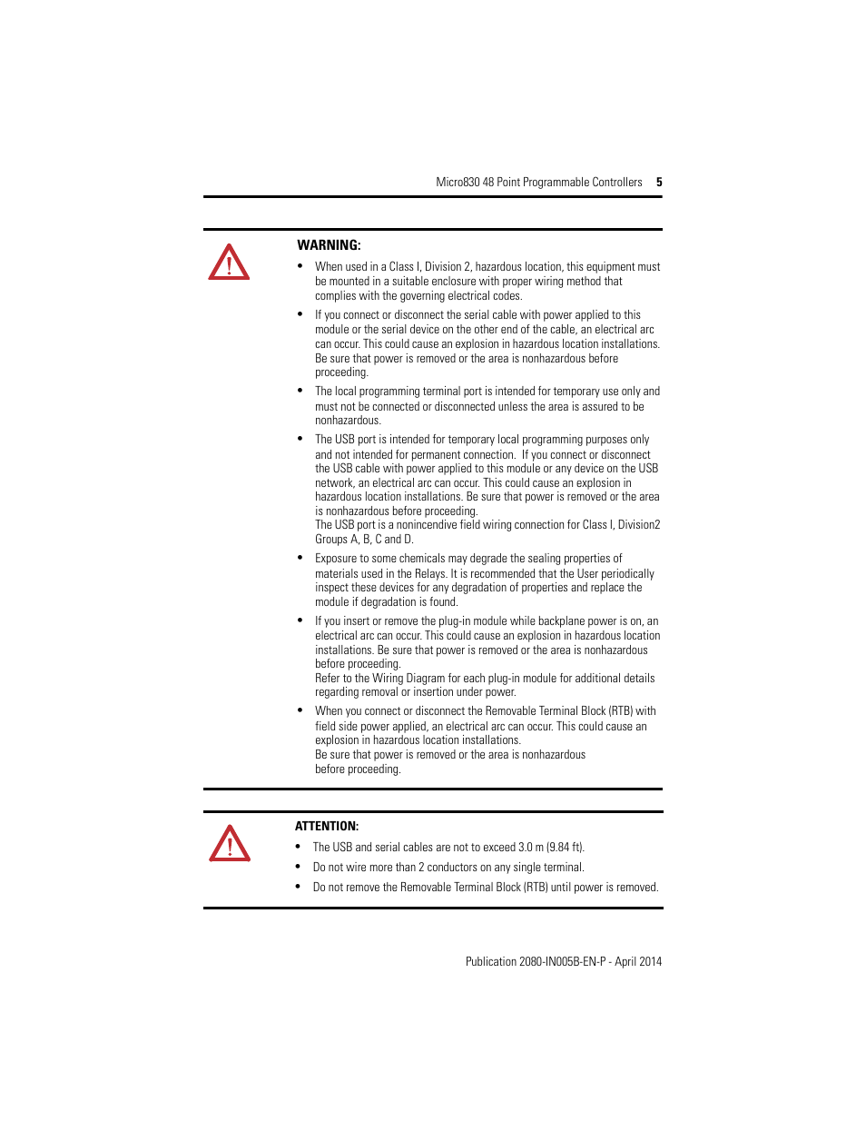 Rockwell Automation 2080-LC30-48AWB_48QWB_48QVB_48QBB Micro830 48 Point LC30 Programmable Controllers User Manual | Page 5 / 20