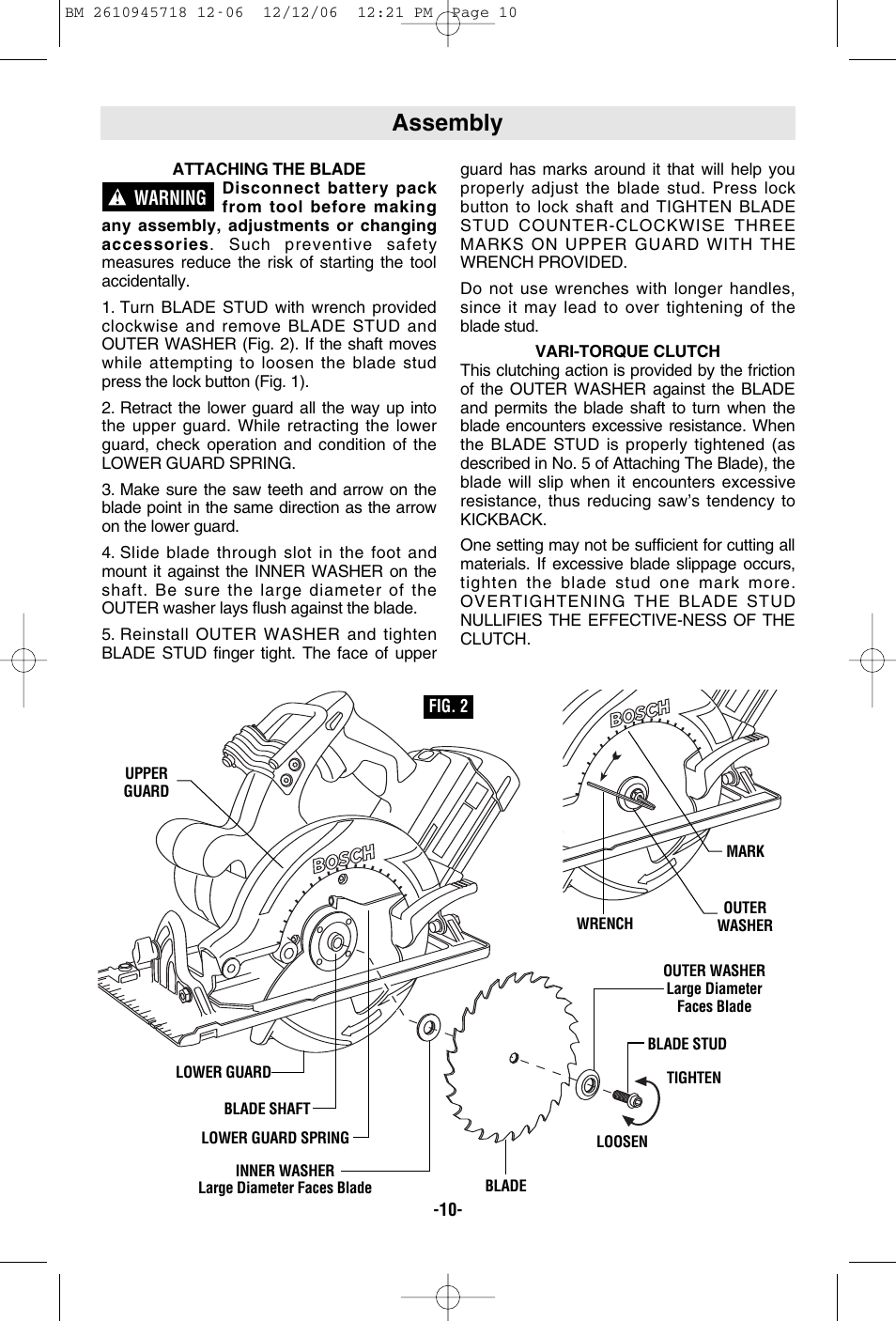 Assembly | Bosch 1671 User Manual | Page 10 / 48