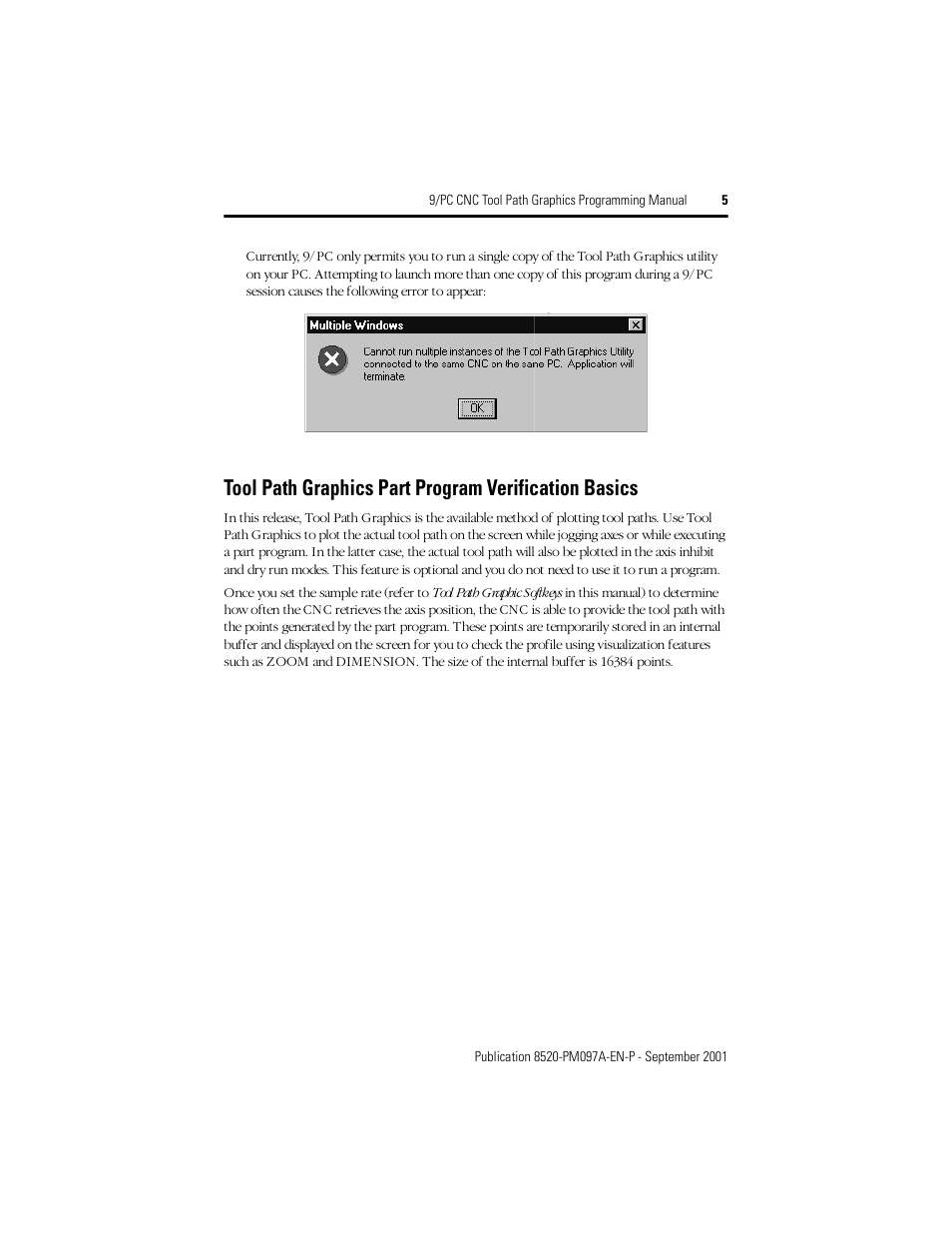 Rockwell Automation 8520 9/PC CNC Tool Path Graphics Programming Manual User Manual | Page 5 / 24
