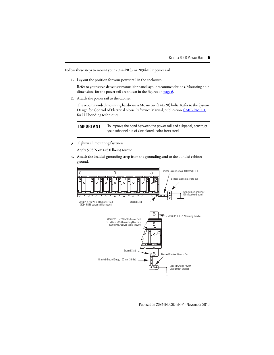 Rockwell Automation 2094-PRx Kinetix 6000 Power Rail Installation Instructions User Manual | Page 5 / 8