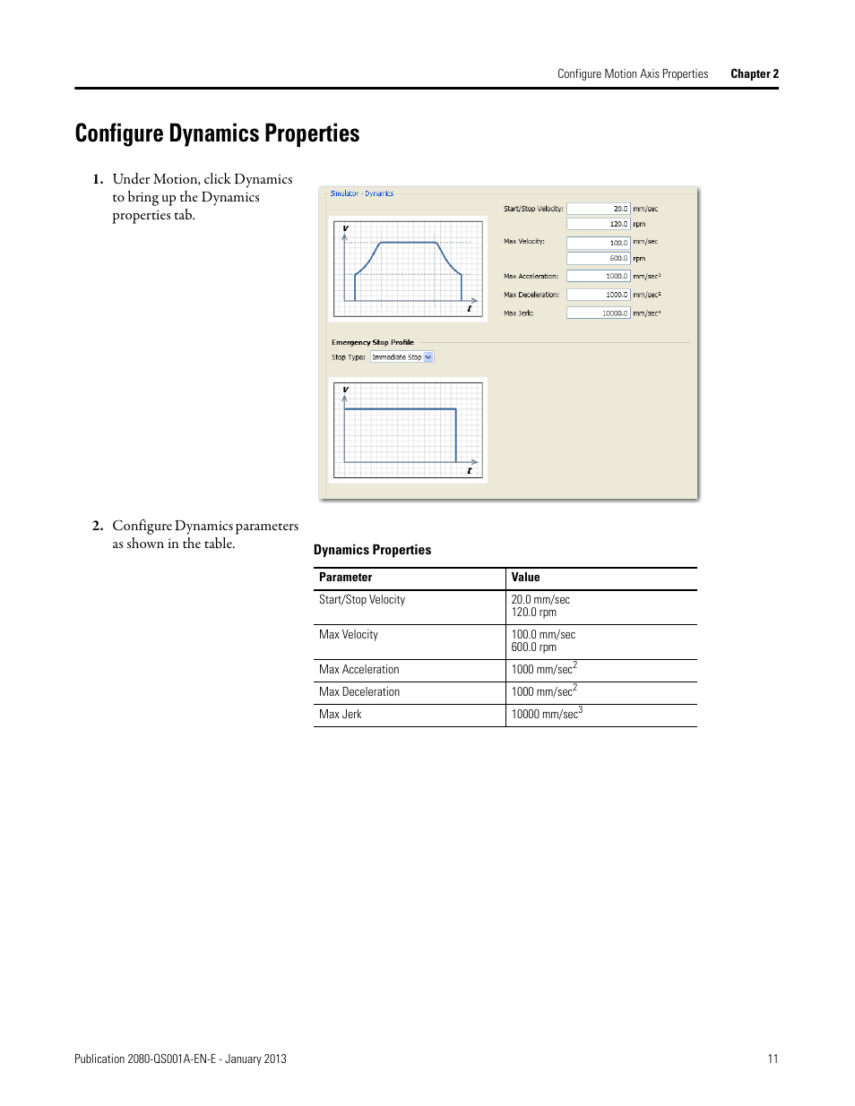 Configure dynamics properties | Rockwell Automation 2080-LC50 Getting Started with Motion Control Using a Simulated Axis User Manual | Page 21 / 82