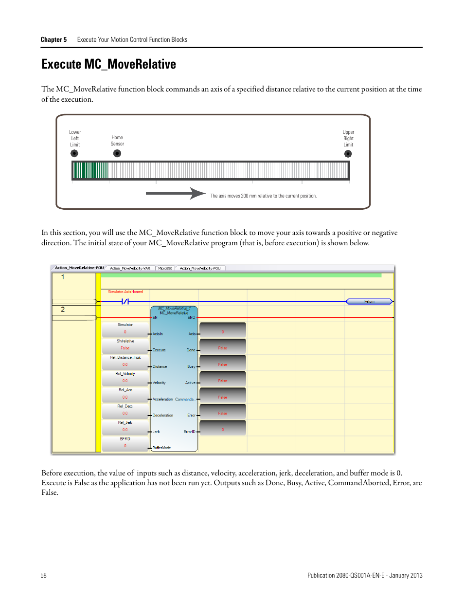 Execute mc_moverelative | Rockwell Automation 2080-LC50 Getting Started with Motion Control Using a Simulated Axis User Manual | Page 68 / 82