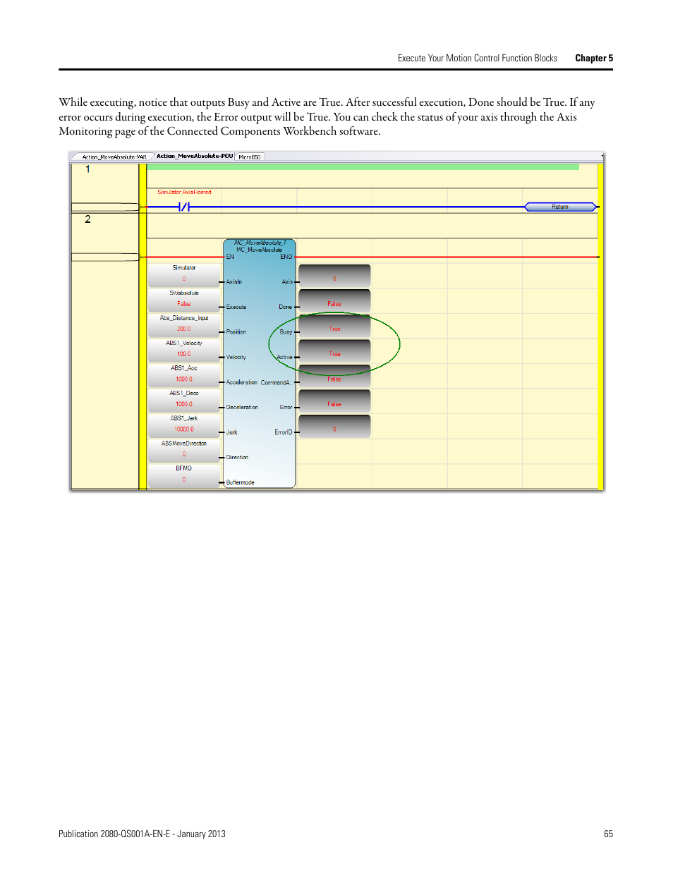 Rockwell Automation 2080-LC50 Getting Started with Motion Control Using a Simulated Axis User Manual | Page 75 / 82