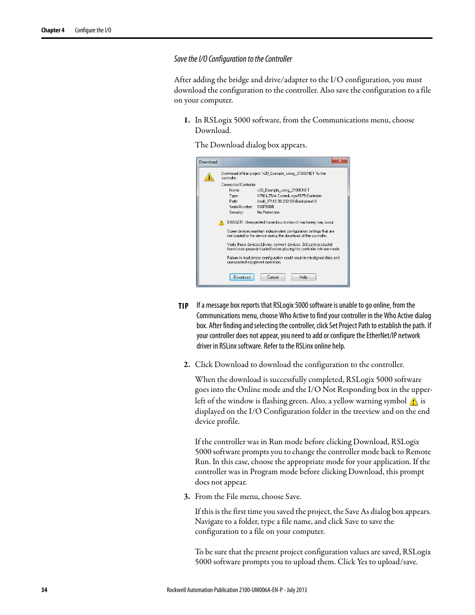 Rockwell Automation 2100-ENET CENTERLINE 2100 Motor Control Centers EtherNet/IP Network Adapter User Manual | Page 34 / 76