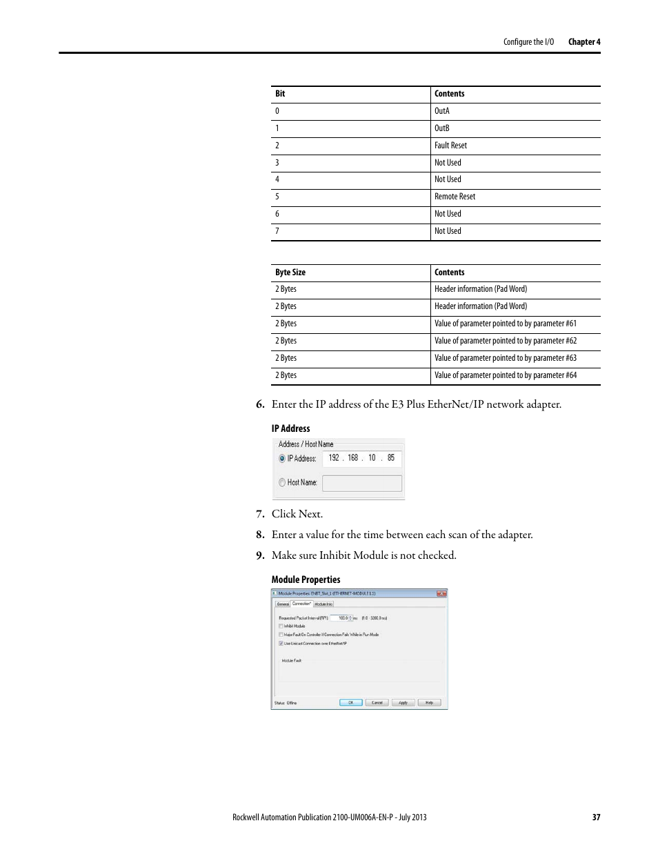 Rockwell Automation 2100-ENET CENTERLINE 2100 Motor Control Centers EtherNet/IP Network Adapter User Manual | Page 37 / 76