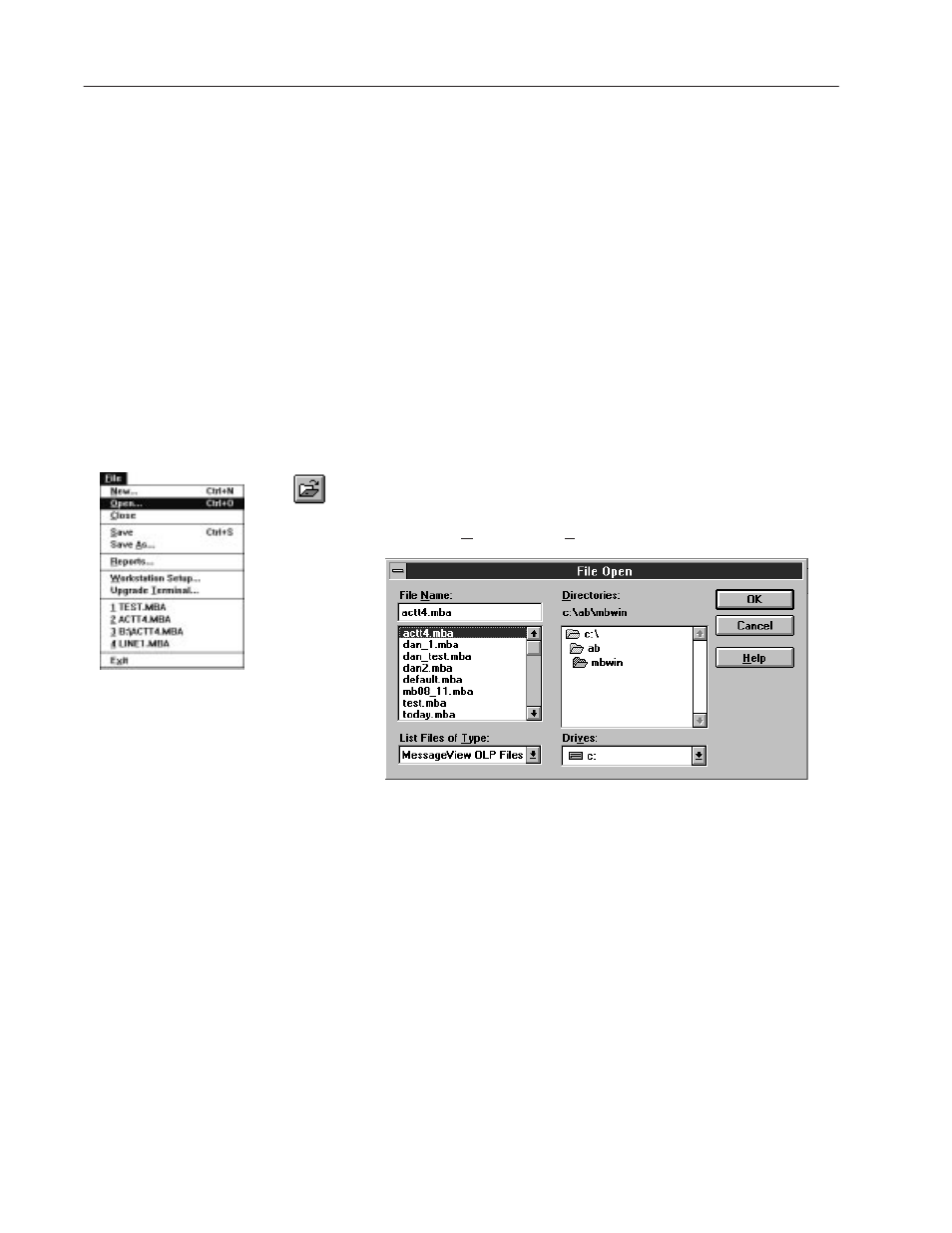 Opening an existing application | Rockwell Automation 2706-MB1 MESSAGEVIEW 421 SOFTWARE MANUAL User Manual | Page 115 / 328