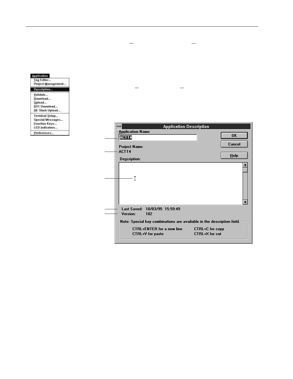 Renaming and describing an application | Rockwell Automation 2706-MB1 MESSAGEVIEW 421 SOFTWARE MANUAL User Manual | Page 119 / 328