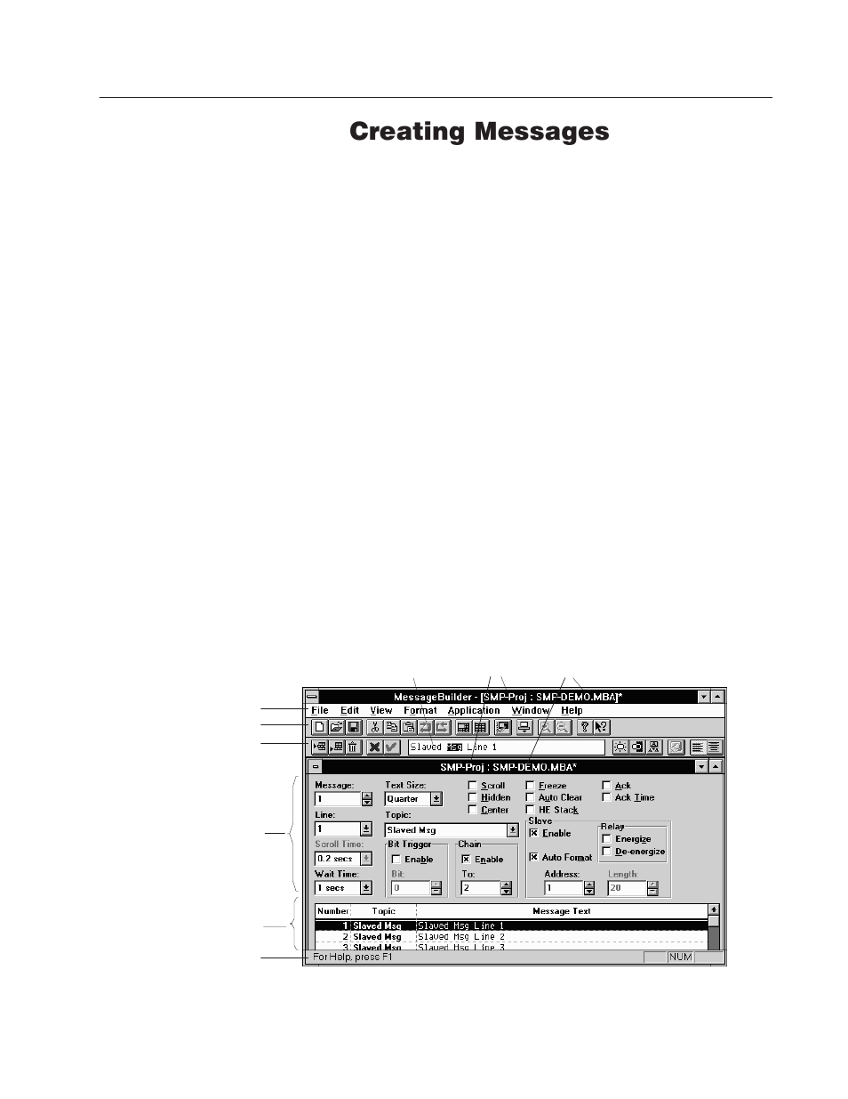7 - creating messages, The message editor dialog, Creating messages | Chapter | Rockwell Automation 2706-MB1 MESSAGEVIEW 421 SOFTWARE MANUAL User Manual | Page 122 / 328