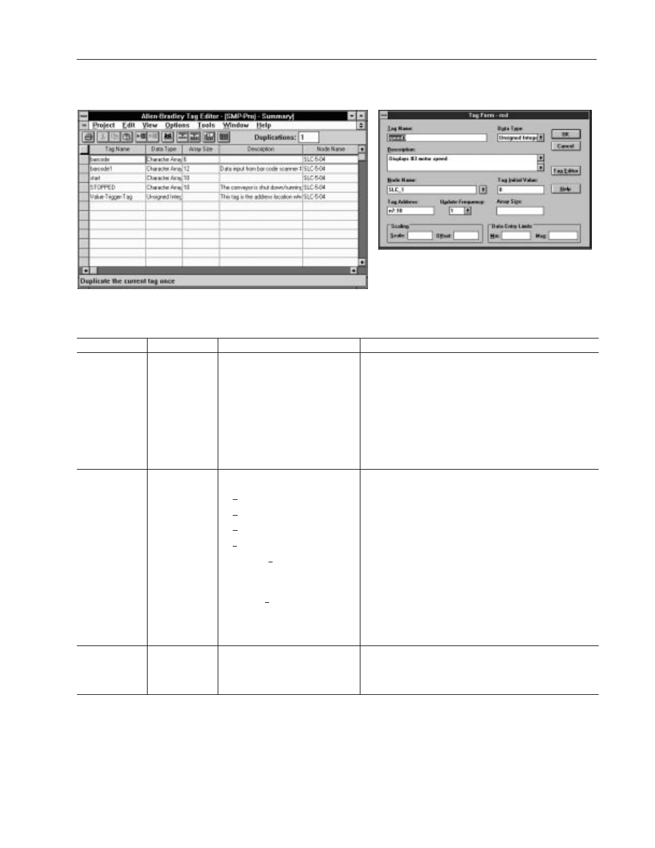 Defining tags | Rockwell Automation 2706-MB1 MESSAGEVIEW 421 SOFTWARE MANUAL User Manual | Page 182 / 328