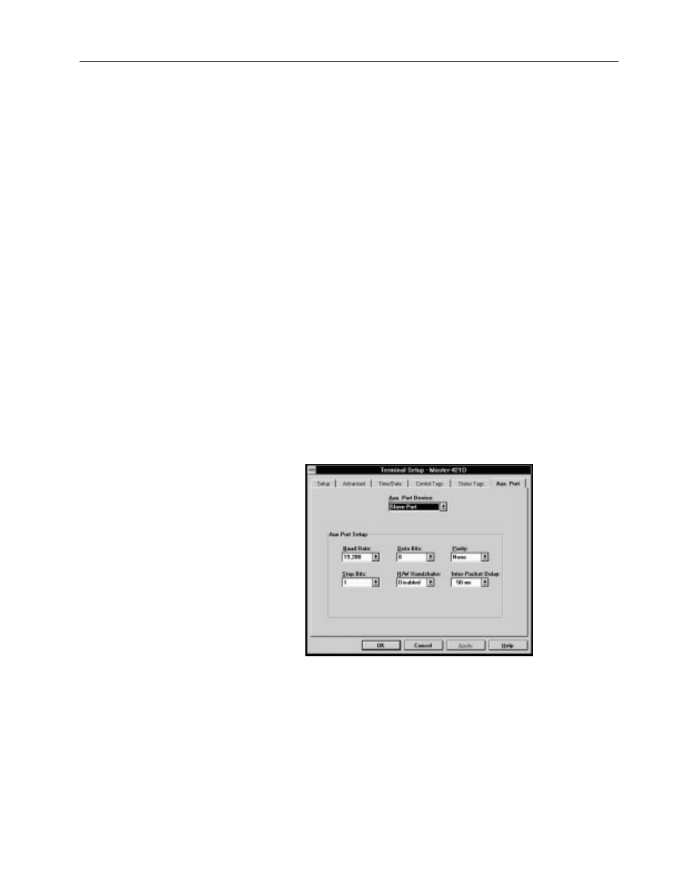 Auxiliary port setup | Rockwell Automation 2706-MB1 MESSAGEVIEW 421 SOFTWARE MANUAL User Manual | Page 235 / 328