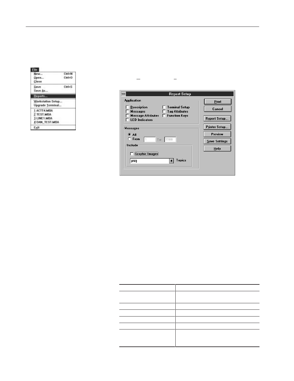 Creating and printing a report | Rockwell Automation 2706-MB1 MESSAGEVIEW 421 SOFTWARE MANUAL User Manual | Page 256 / 328