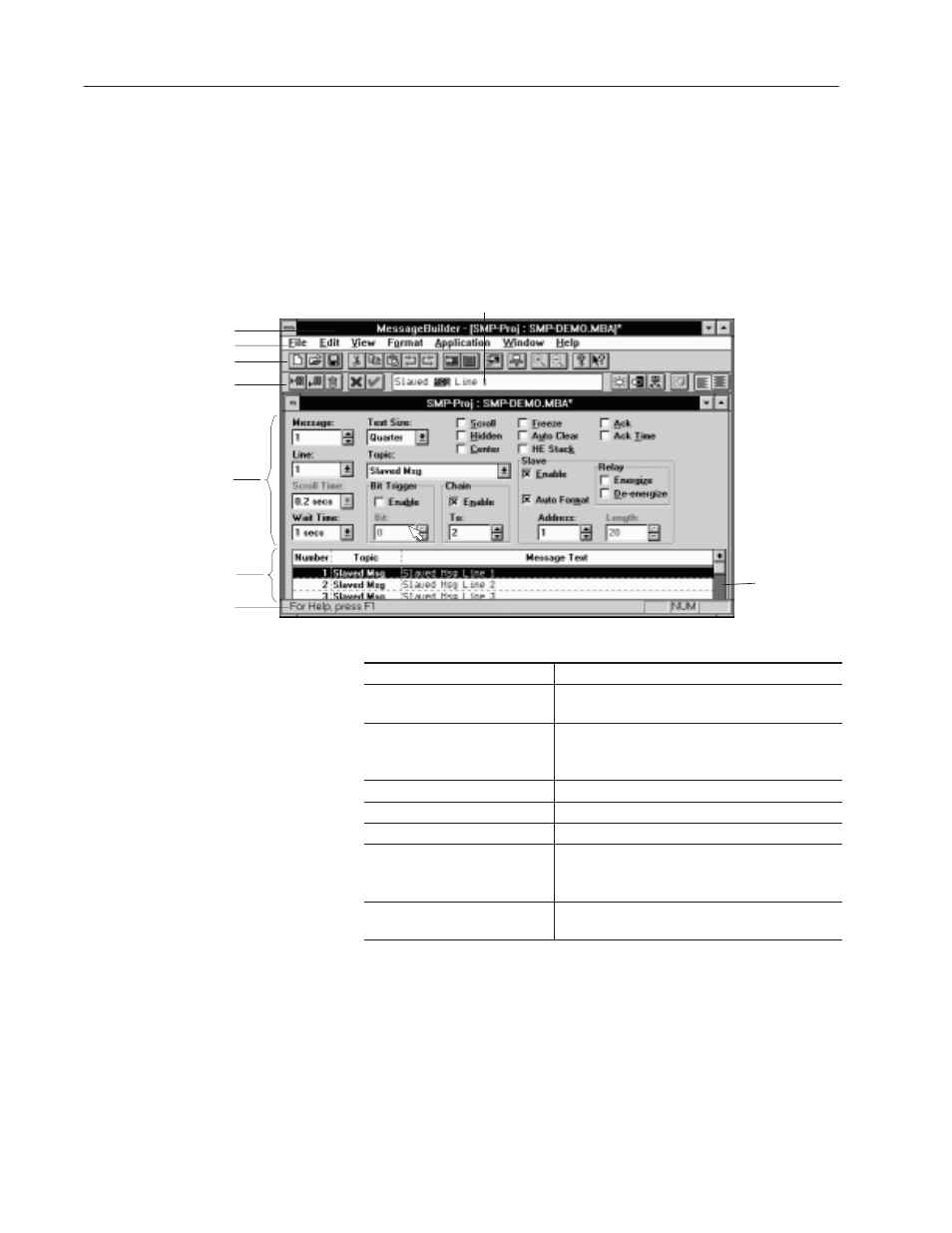 Message editor table view | Rockwell Automation 2706-MB1 MESSAGEVIEW 421 SOFTWARE MANUAL User Manual | Page 34 / 328