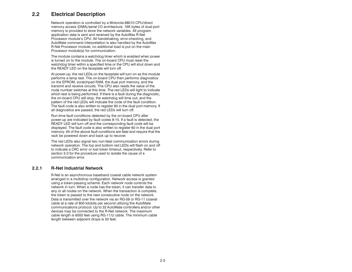 2 electrical description | Rockwell Automation AutoMax R-Net Processor Module User Manual | Page 11 / 42