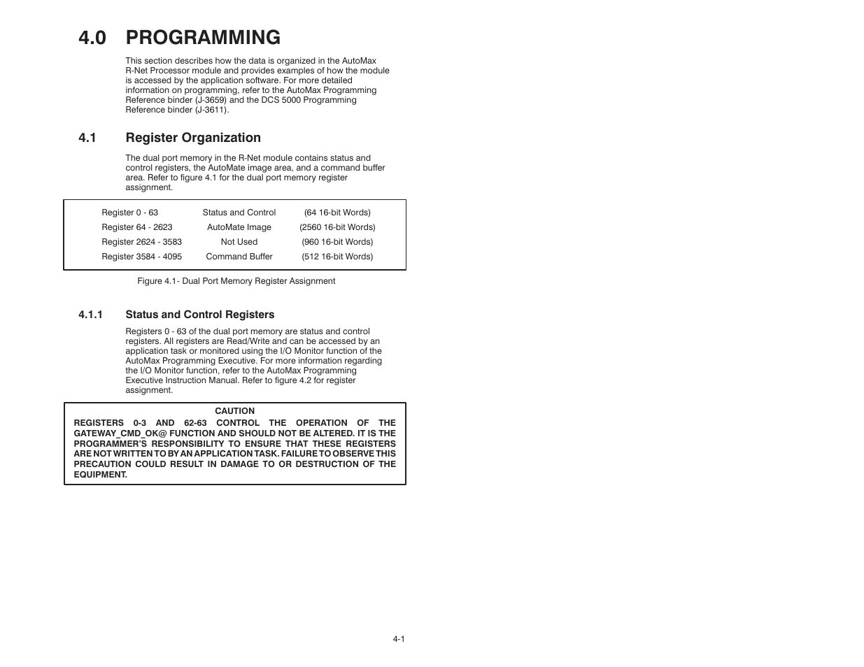 0 programming, 1 register organization | Rockwell Automation AutoMax R-Net Processor Module User Manual | Page 17 / 42