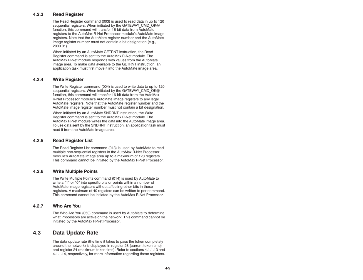 3 data update rate | Rockwell Automation AutoMax R-Net Processor Module User Manual | Page 25 / 42