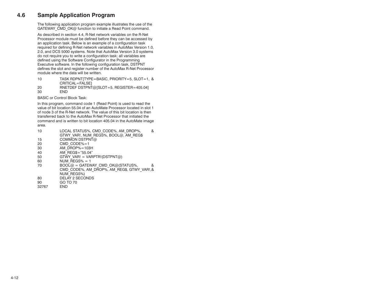6 sample application program | Rockwell Automation AutoMax R-Net Processor Module User Manual | Page 28 / 42