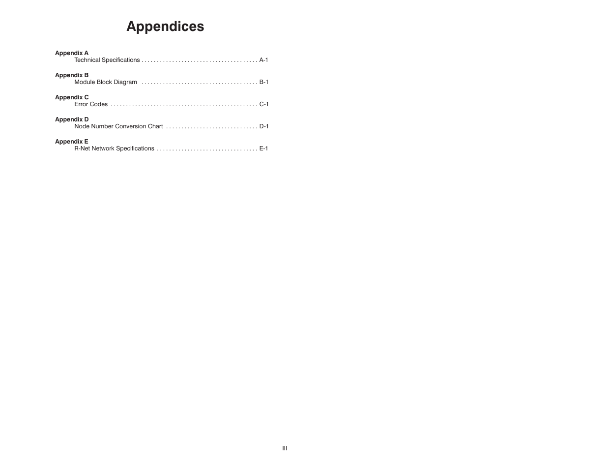 Appendices | Rockwell Automation AutoMax R-Net Processor Module User Manual | Page 5 / 42