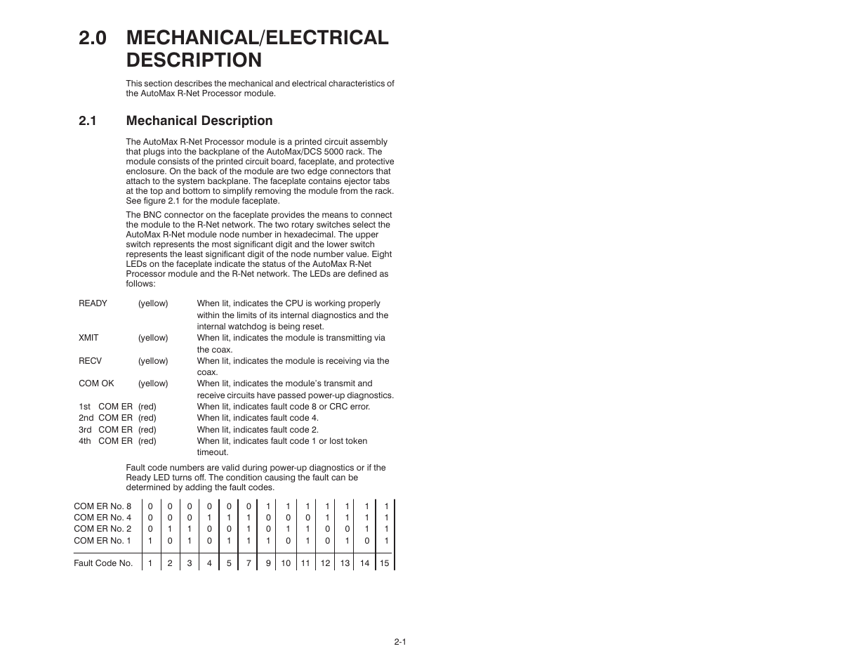 0 mechanical/electrical description, 1 mechanical description | Rockwell Automation AutoMax R-Net Processor Module User Manual | Page 9 / 42