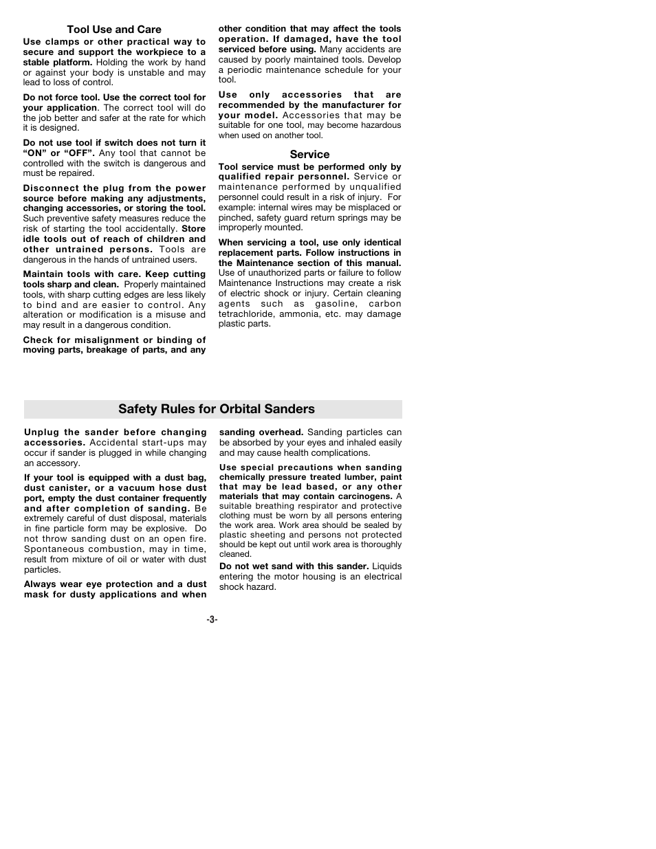 Safety rules for orbital sanders | Bosch 1250DEVS User Manual | Page 3 / 32