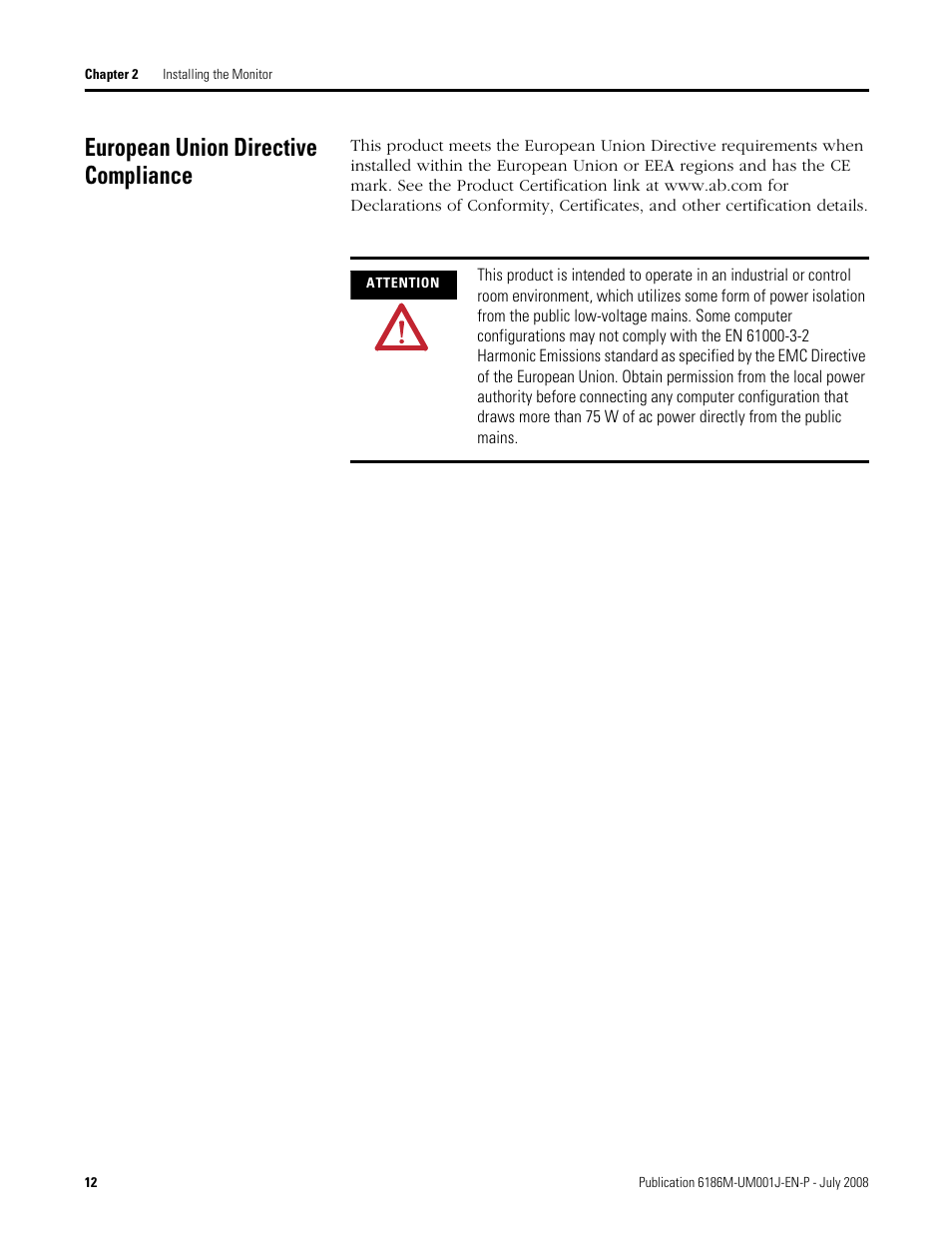 European union directive compliance | Rockwell Automation 6186-Mxxx Industrial Monitors User Manual User Manual | Page 12 / 64