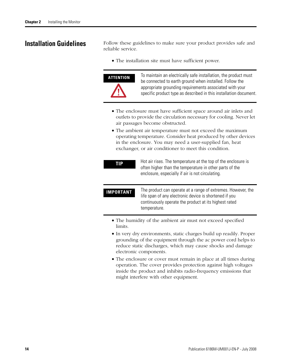 Installation guidelines | Rockwell Automation 6186-Mxxx Industrial Monitors User Manual User Manual | Page 14 / 64