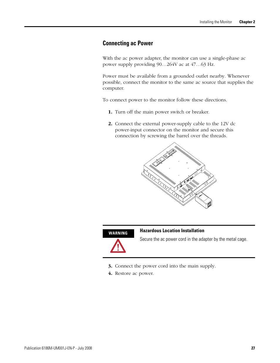 Connecting ac power | Rockwell Automation 6186-Mxxx Industrial Monitors User Manual User Manual | Page 27 / 64