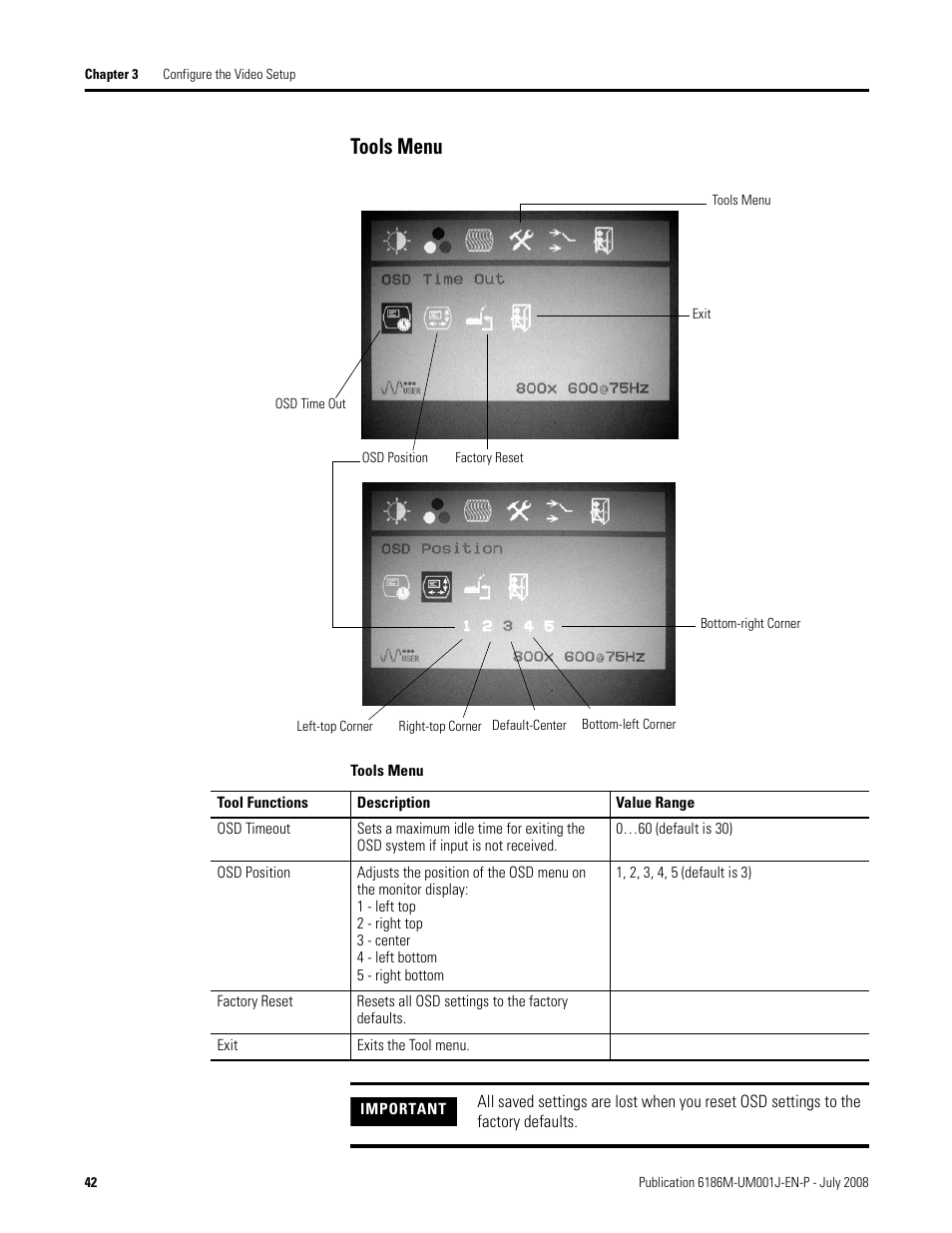 Tools menu | Rockwell Automation 6186-Mxxx Industrial Monitors User Manual User Manual | Page 42 / 64