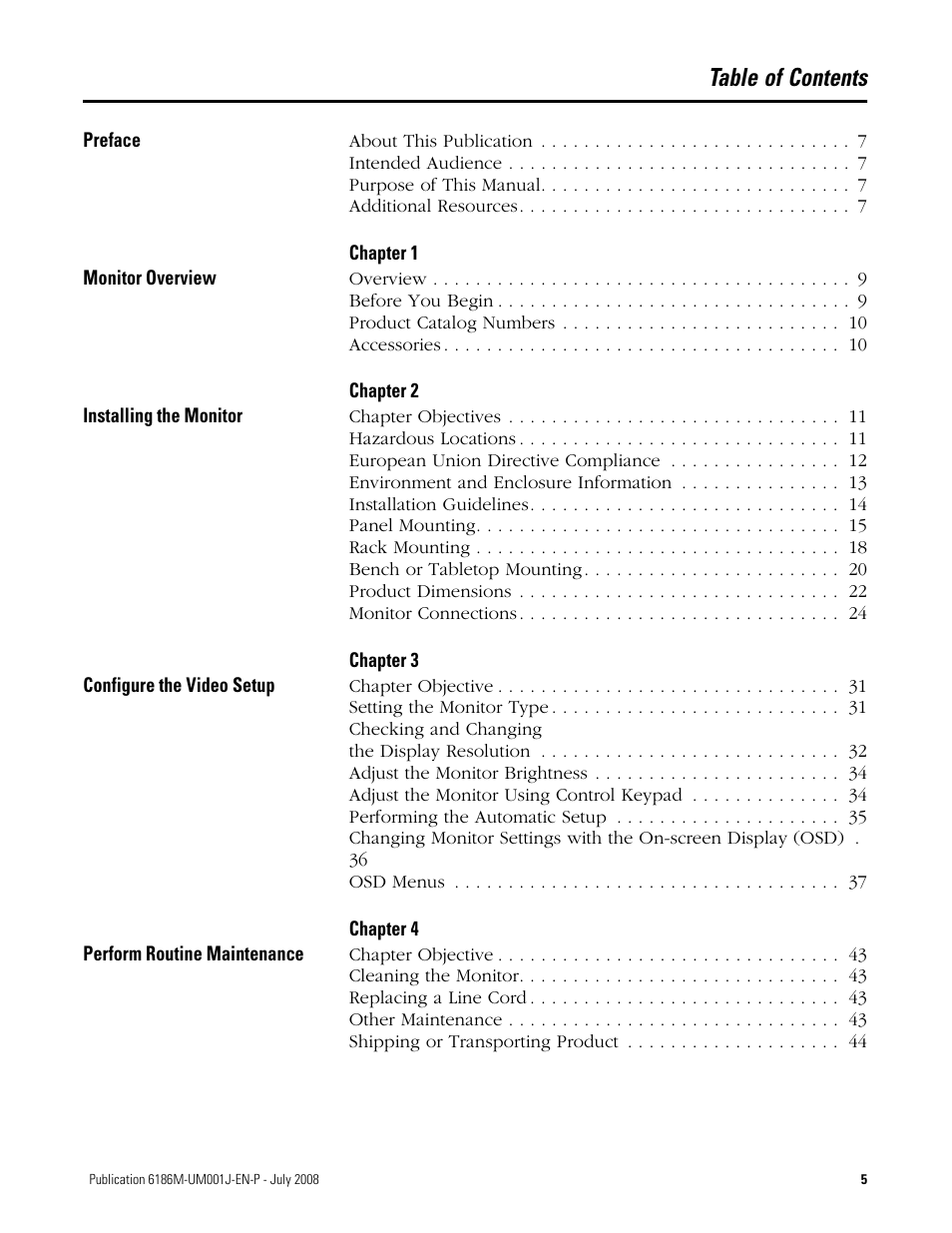 Rockwell Automation 6186-Mxxx Industrial Monitors User Manual User Manual | Page 5 / 64