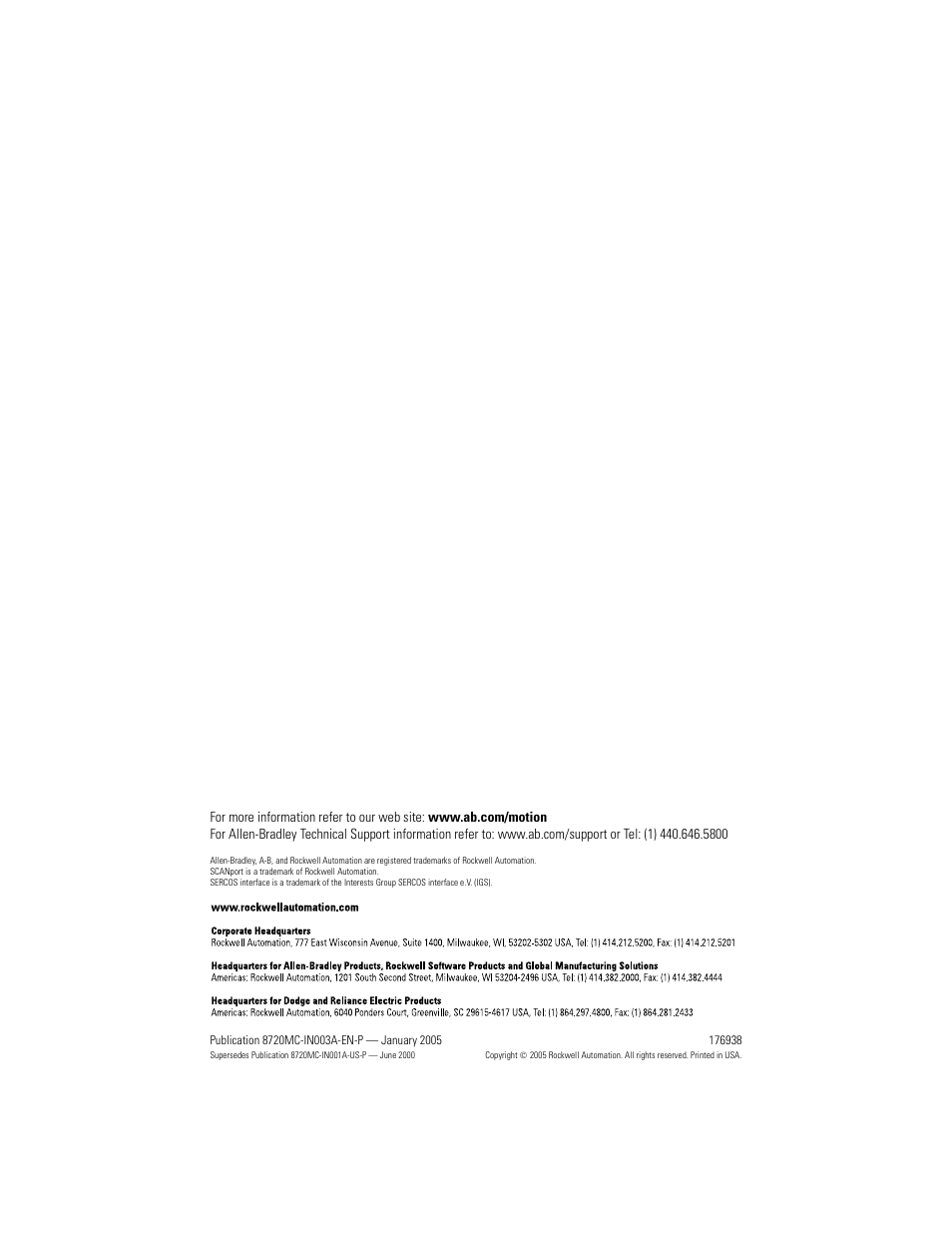 Back cover | Rockwell Automation 8720MC Control Board Installation Instructions User Manual | Page 8 / 8