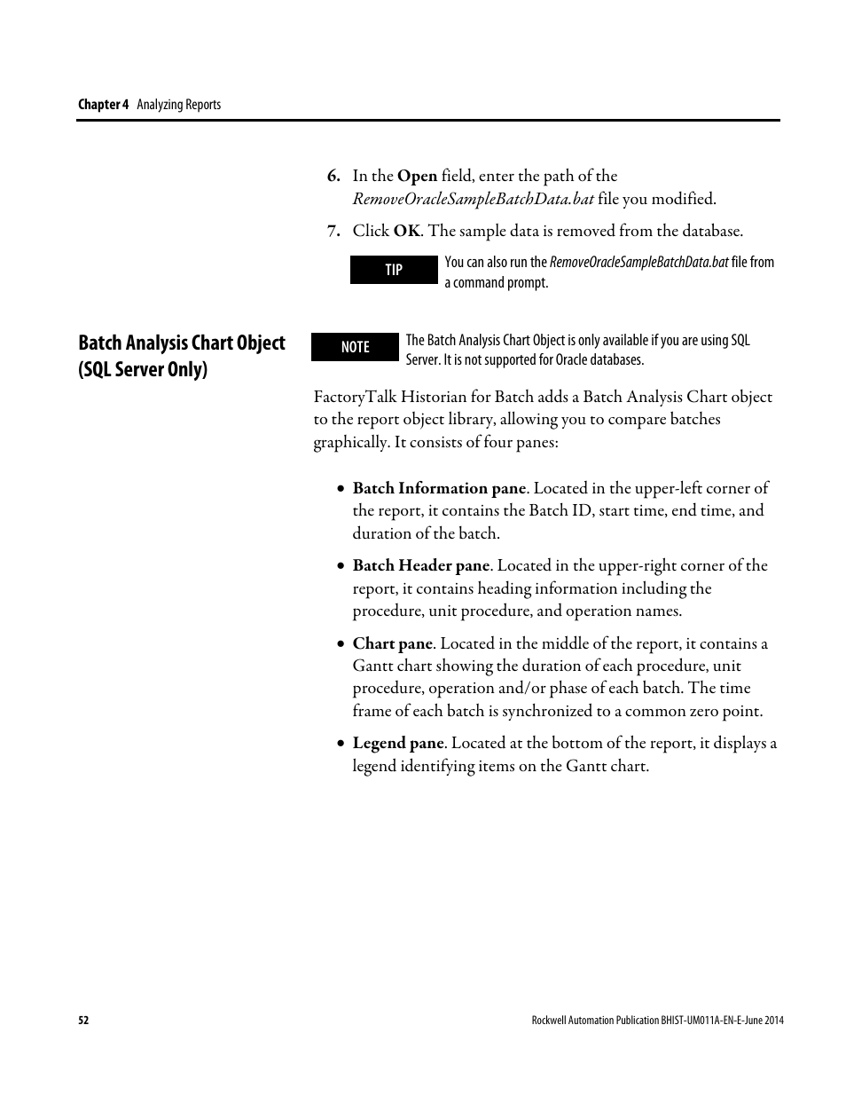 Batch analysis chart object (sql server only) | Rockwell Automation FactoryTalk Historian Classic for Batch User Guide User Manual | Page 52 / 74