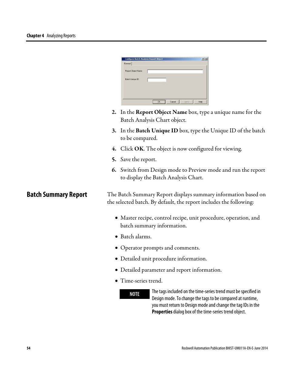 Batch summary report | Rockwell Automation FactoryTalk Historian Classic for Batch User Guide User Manual | Page 54 / 74