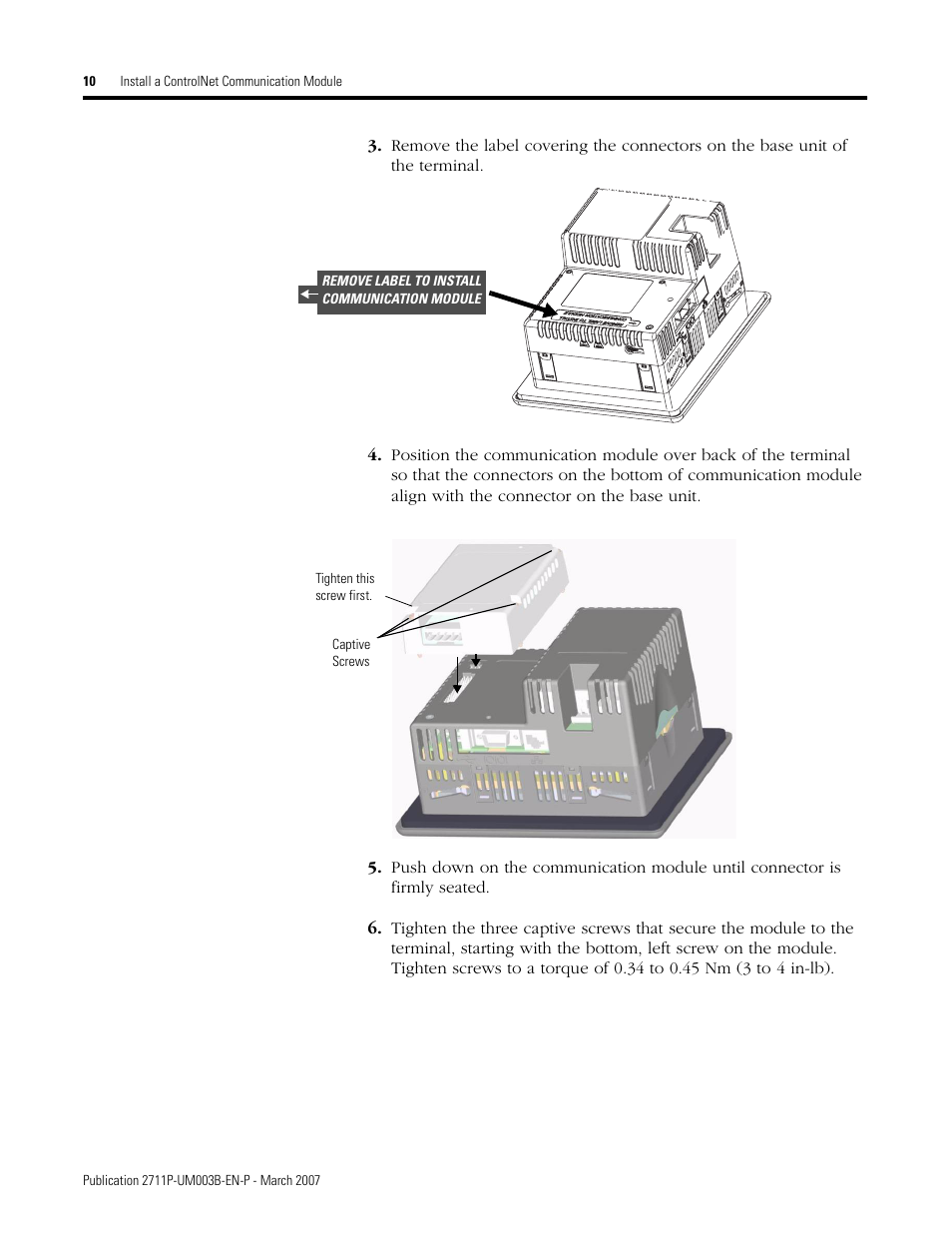 Rockwell Automation 2711P ControlNet Communications for PanelView Plus and PanelView Plus CE User Manual | Page 10 / 64