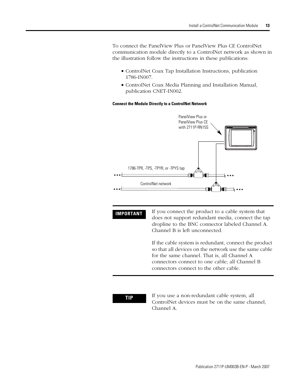 Rockwell Automation 2711P ControlNet Communications for PanelView Plus and PanelView Plus CE User Manual | Page 13 / 64