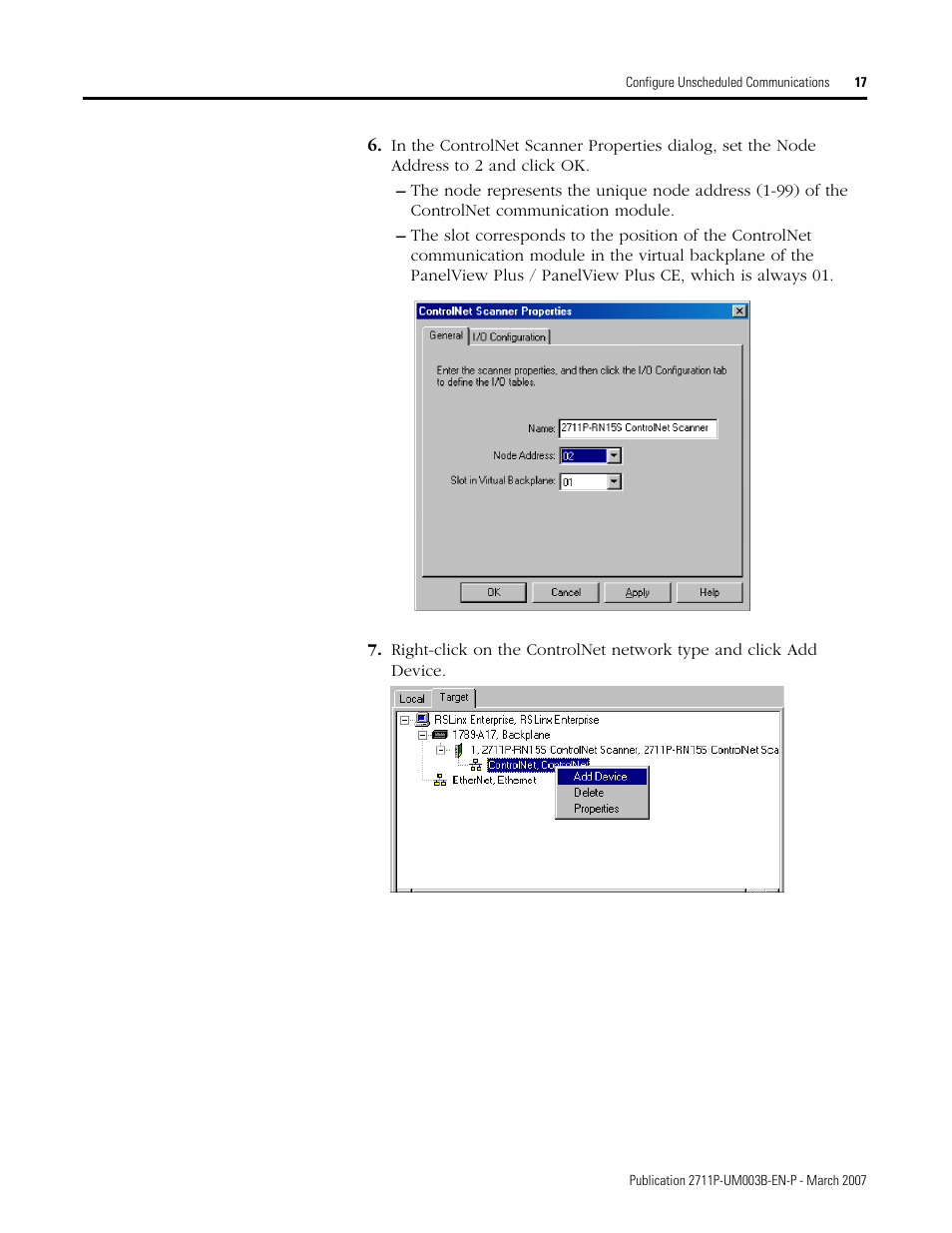 Rockwell Automation 2711P ControlNet Communications for PanelView Plus and PanelView Plus CE User Manual | Page 17 / 64