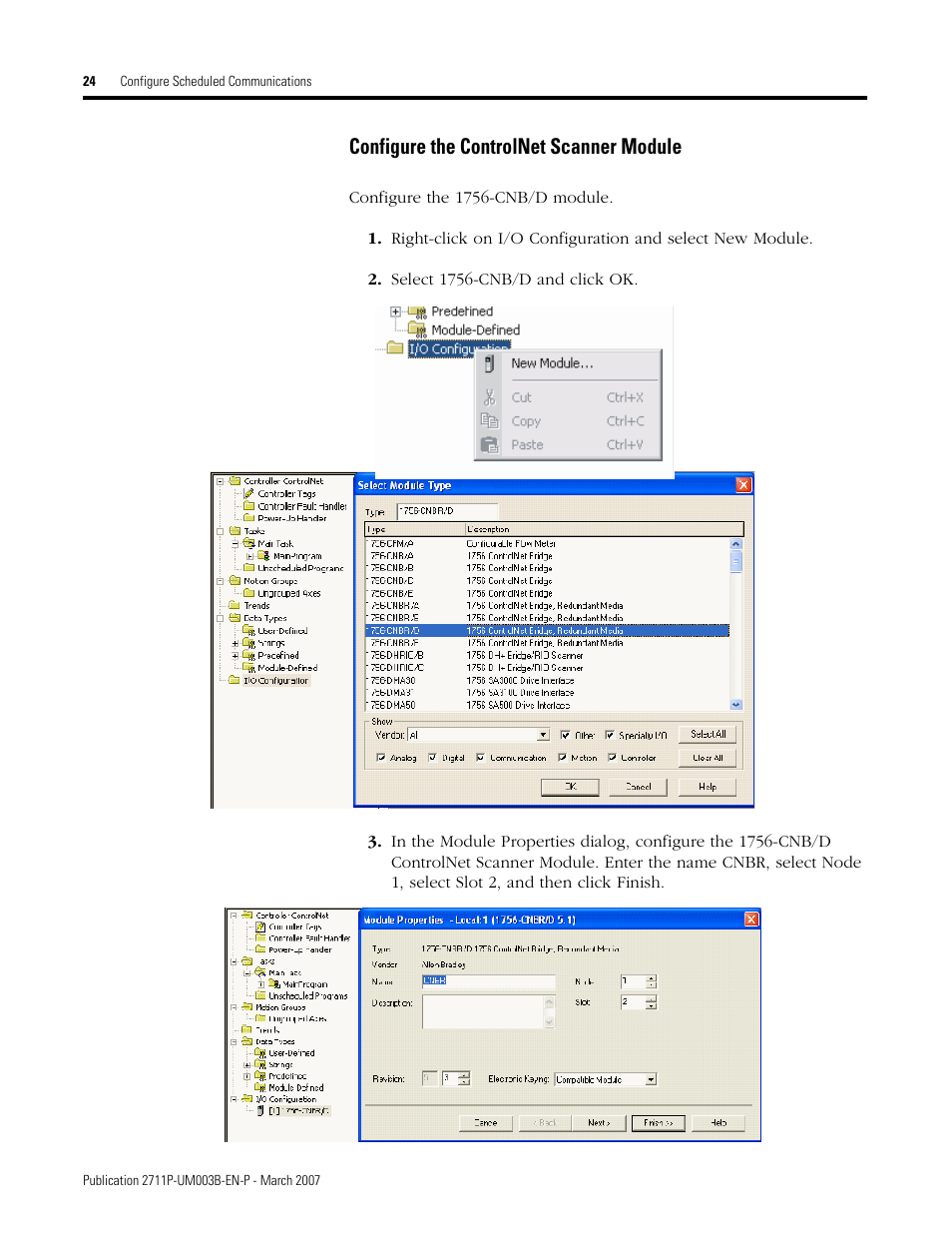 Configure the controlnet scanner module | Rockwell Automation 2711P ControlNet Communications for PanelView Plus and PanelView Plus CE User Manual | Page 24 / 64