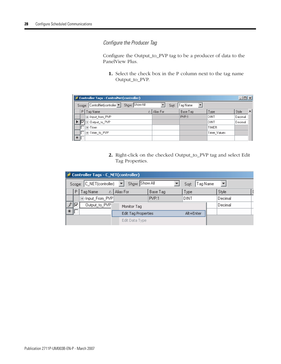 Rockwell Automation 2711P ControlNet Communications for PanelView Plus and PanelView Plus CE User Manual | Page 28 / 64