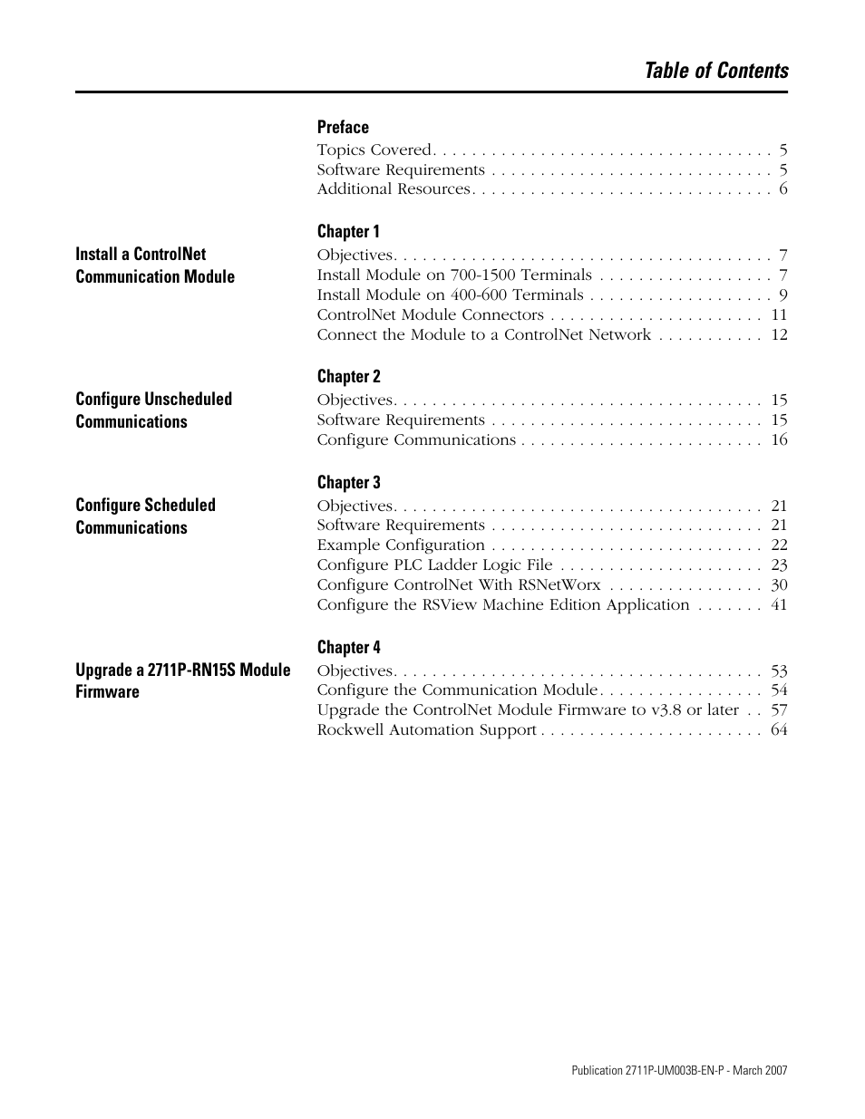 Rockwell Automation 2711P ControlNet Communications for PanelView Plus and PanelView Plus CE User Manual | Page 3 / 64