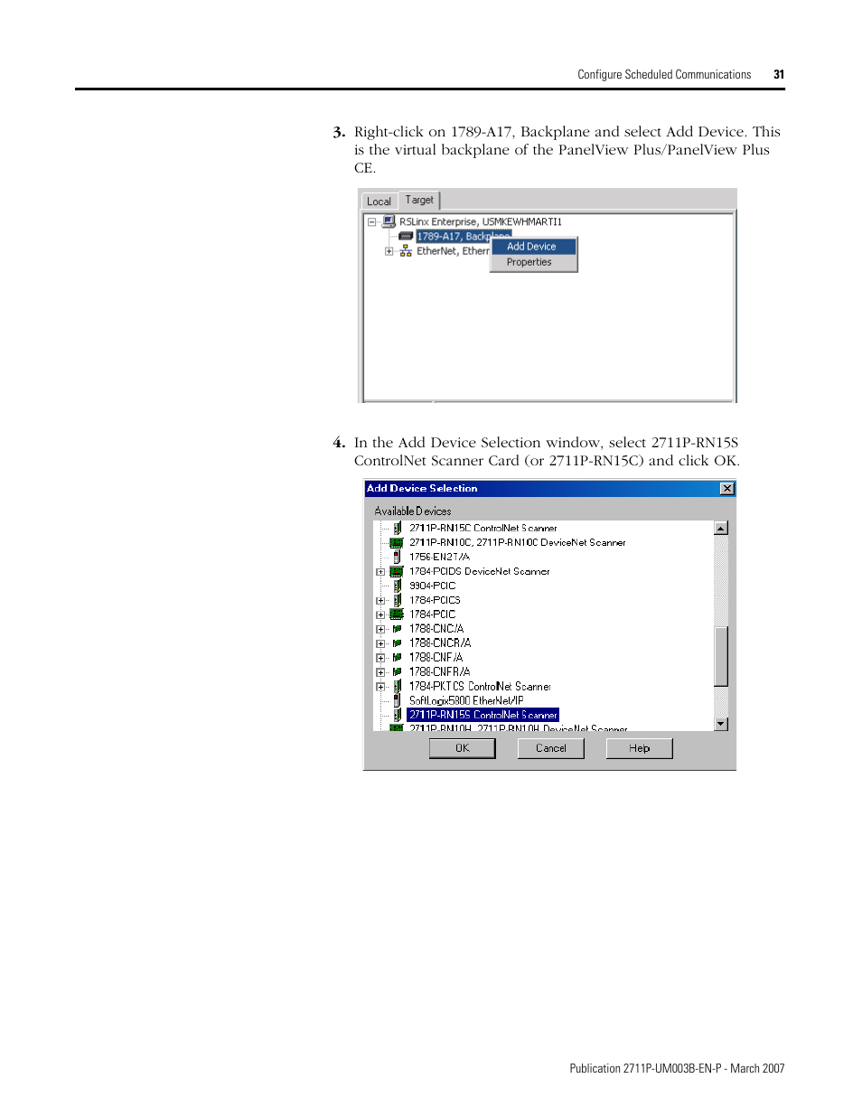 Rockwell Automation 2711P ControlNet Communications for PanelView Plus and PanelView Plus CE User Manual | Page 31 / 64