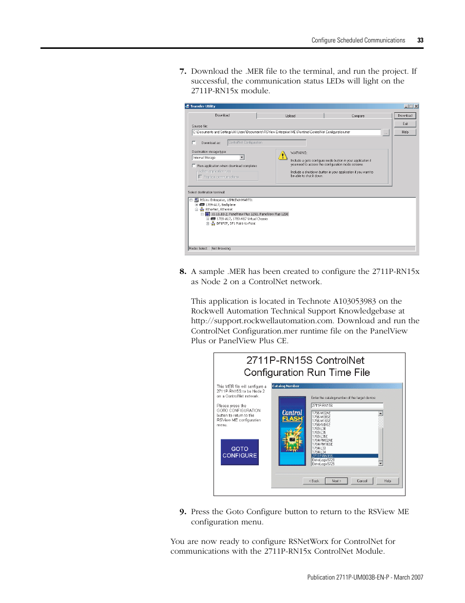 Rockwell Automation 2711P ControlNet Communications for PanelView Plus and PanelView Plus CE User Manual | Page 33 / 64